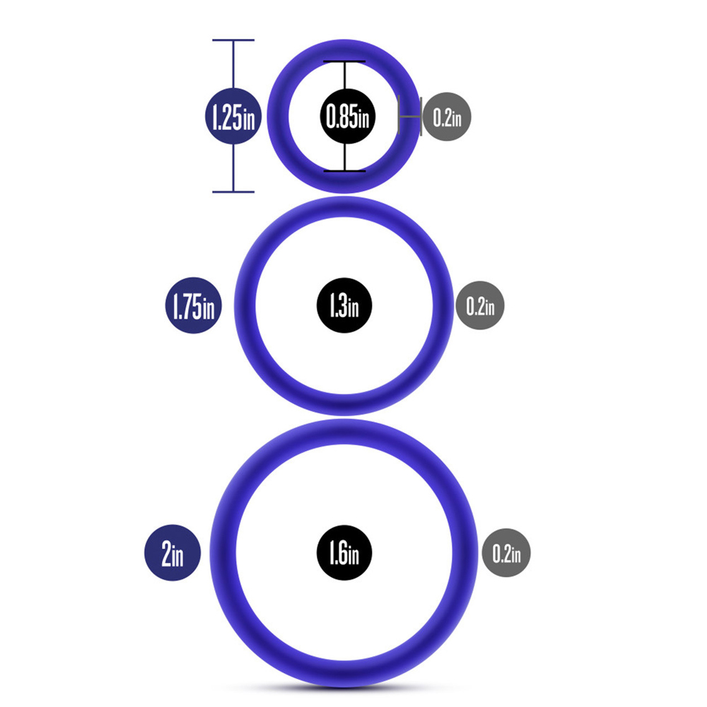 Performance VS4 Pure Premium Silicone Cockring Set Indigo 3 Performance VS4 Pure Premium Silicone Cockring Set Indigo - Image 3