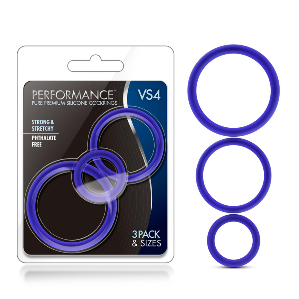 Performance VS4 Pure Premium Silicone Cockring Set Indigo 1 Performance VS4 Pure Premium Silicone Cockring Set Indigo