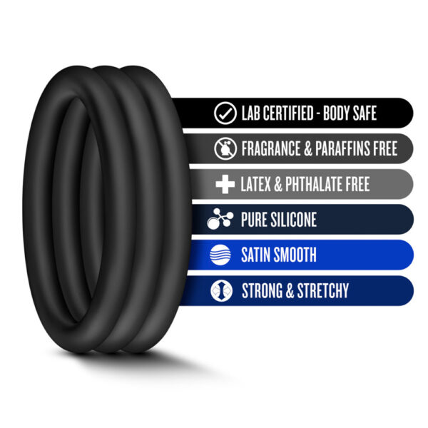 Performance VS3 Pure Premium Silicone Cockrings Large Black - Image 2