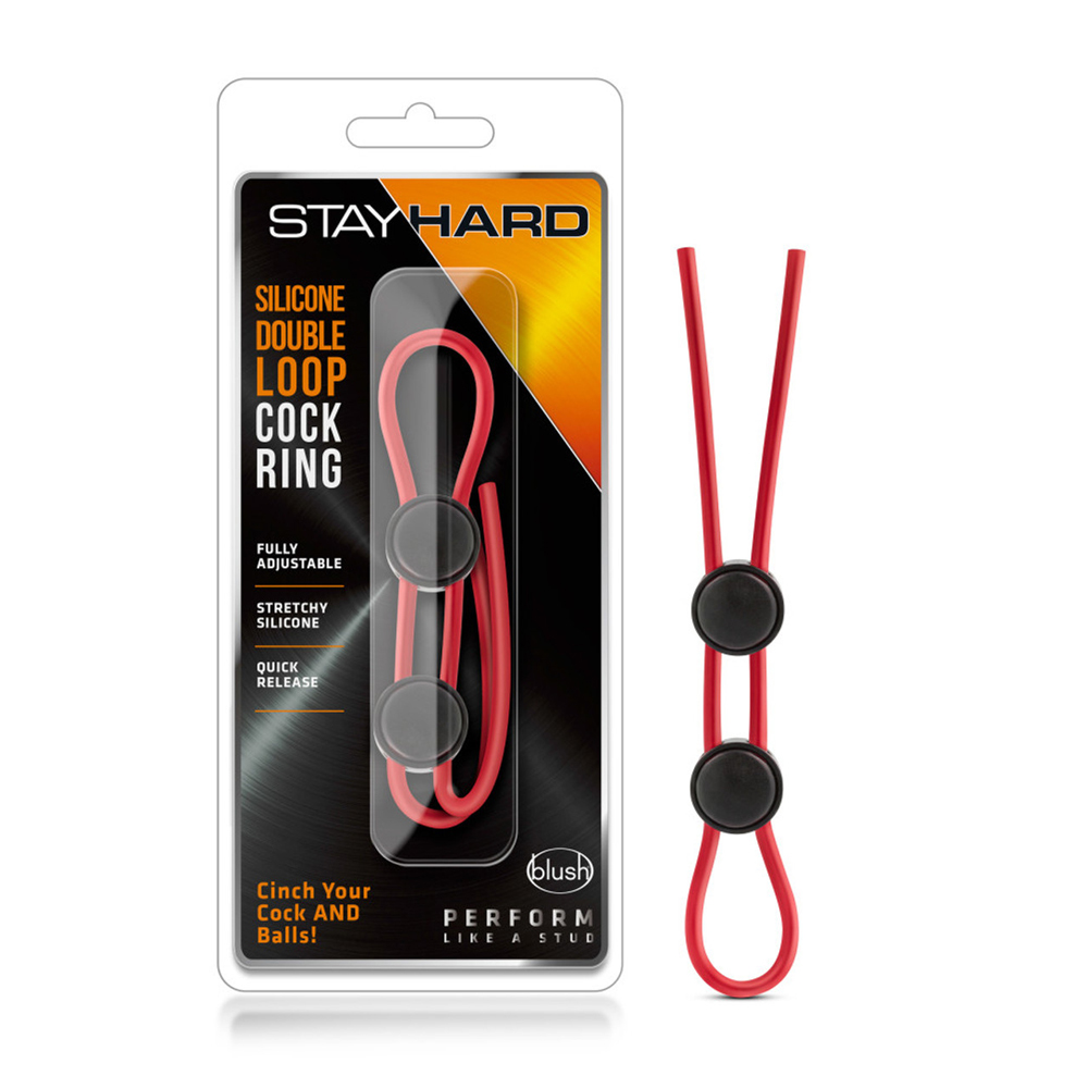 Stay Hard Silicone Double Loop Cock Ring Red 1 Stay Hard Silicone Double Loop Cock Ring Red