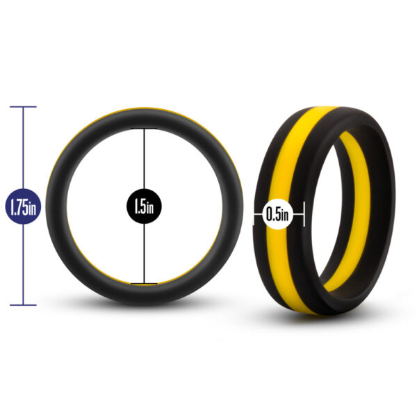 Performance Silicone Go Pro Cock Ring Black/Gold/Black - Image 3