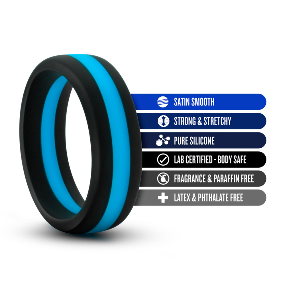 Performance Silicone Go Pro Cock Ring Black/Blue/Black 2 Performance Silicone Go Pro Cock Ring Black/Blue/Black - Image 2