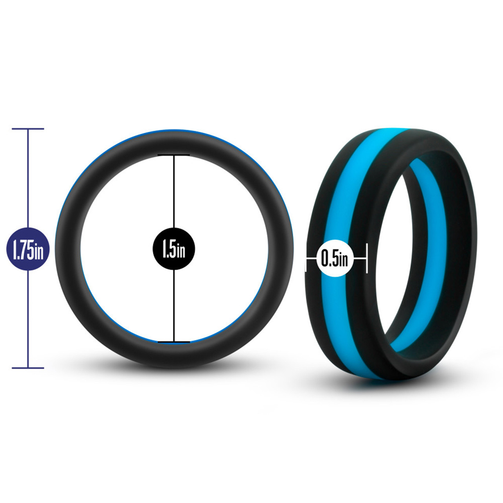 Performance Silicone Go Pro Cock Ring Black/Blue/Black 3 Performance Silicone Go Pro Cock Ring Black/Blue/Black - Image 3