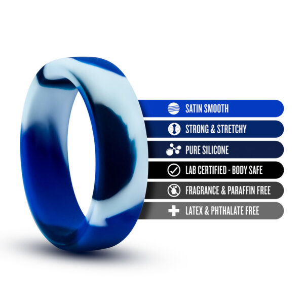 Performance Silicone Camo Cock Ring Blue Camoflauge - Image 2