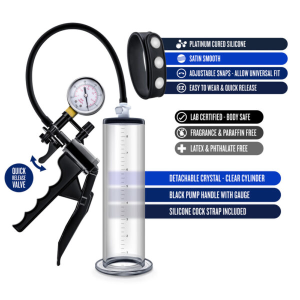 Performance Vx8 Premium Penis Pump System With Silicone Cock Strap Clear - Image 2