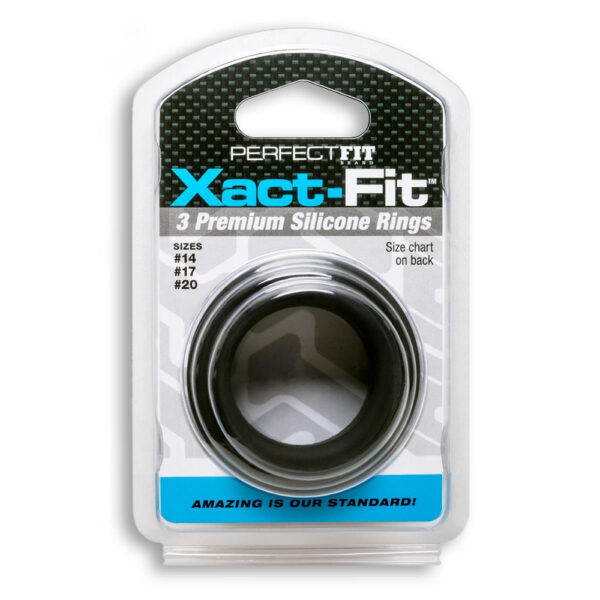 Xact-Fit Silicone Rings #14, #17, #20 Mixed Black