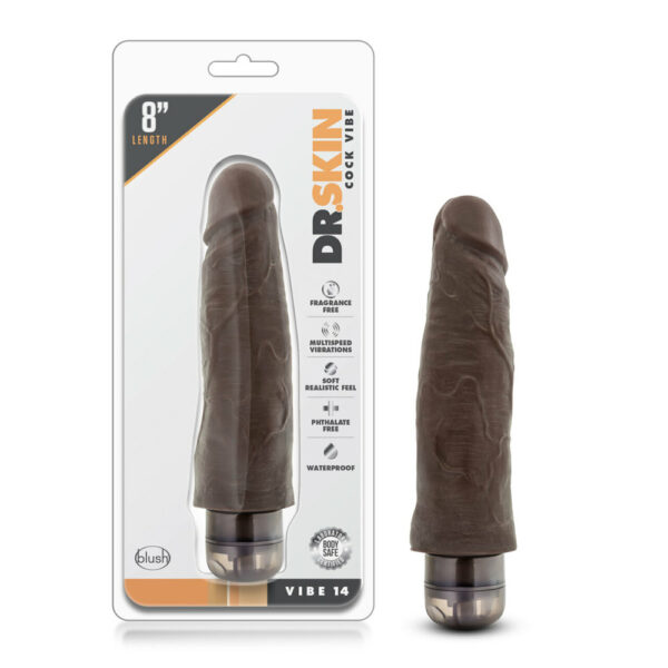 Dr. Skin Cock Vibe #14 - 8" Vibrating Cock Chocolate