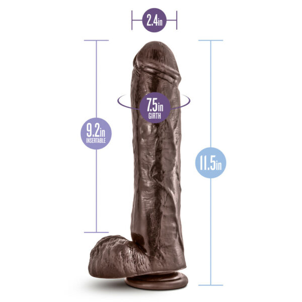 Dr. Skin Mr. Savage 11.5" Dildo with Suction Cup Chocolate - Image 3