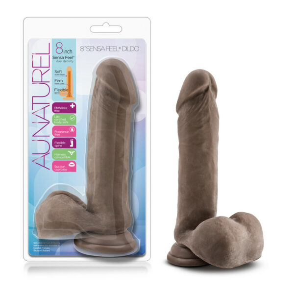 Au Naturel 8" Sensa Feel Dildo Chocolate