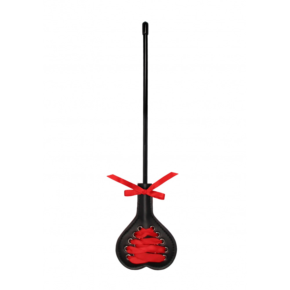 Ouch! Crop Heart Black With Red Lace Small 1 Ouch! Crop Heart Black With Red Lace Small
