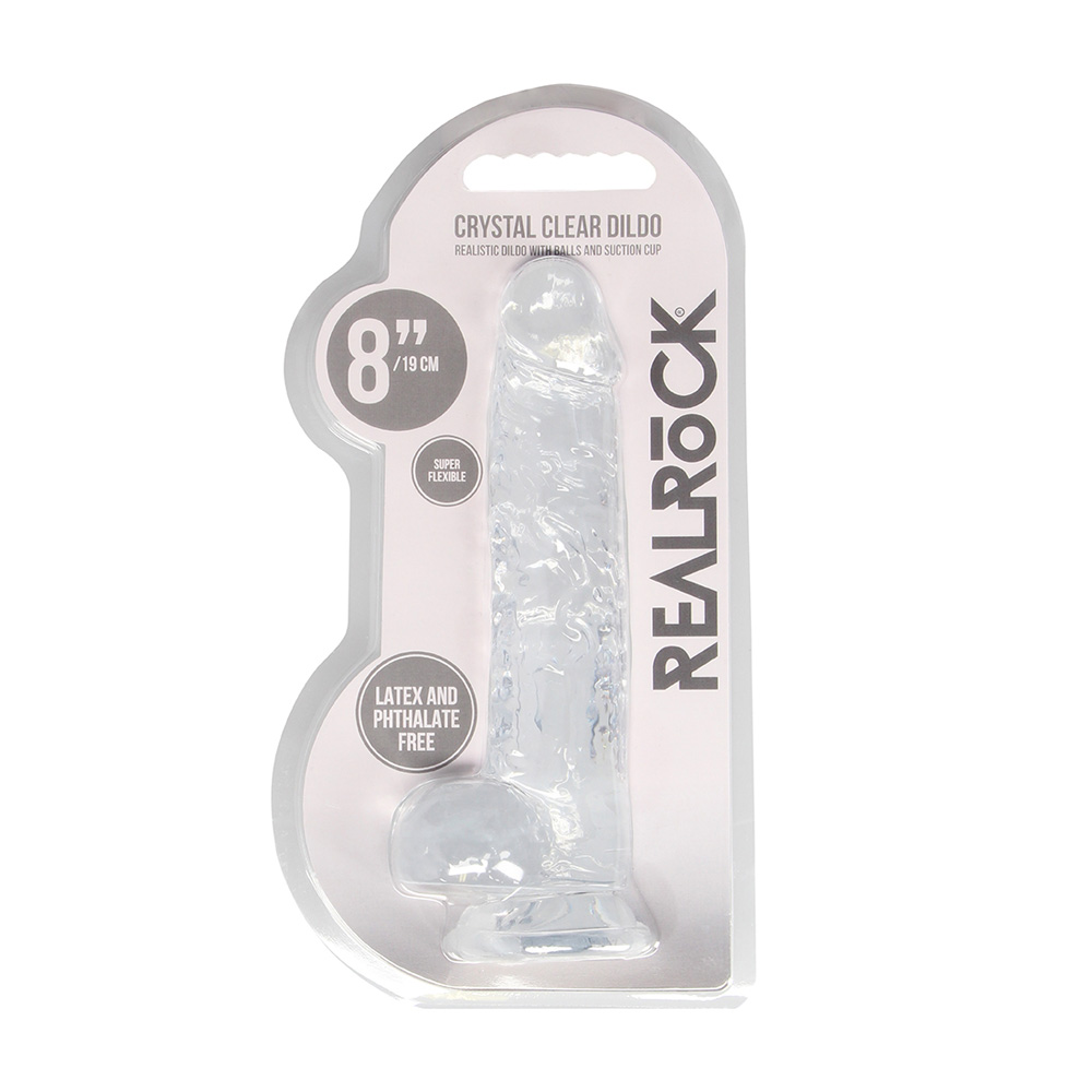 Realrock 8" Realistic Dildo With Balls Transparent 1 Realrock 8" Realistic Dildo With Balls Transparent
