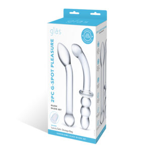 2Pc G-Spot Pleausre Glass Dildo Set Clear