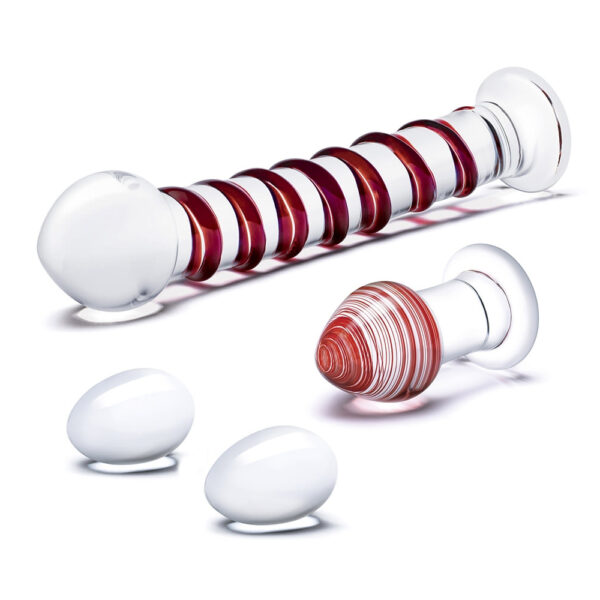 4Pc Mr. Swirly Set With Glass Kegal Balls And 3.25" Butt Plug - Image 2