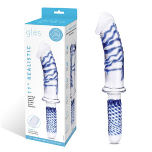 Glas 11'' Realistic Double Ended Glass Dildo With Handle