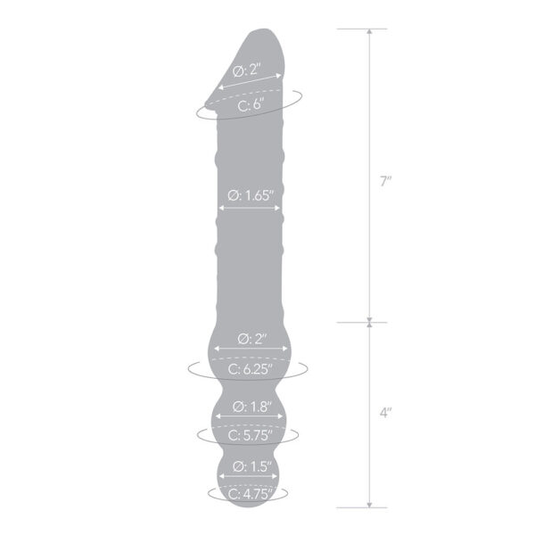 Glas 12'' Double Ended Glass Dildo With Anal Beads - Image 3