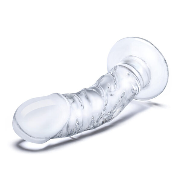7" Curved Realistic Glass Dildo With Veins - Image 2