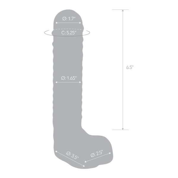 Glas 8'' Realistic Ribbed Glass G-Spot Dildo With Balls - Image 3