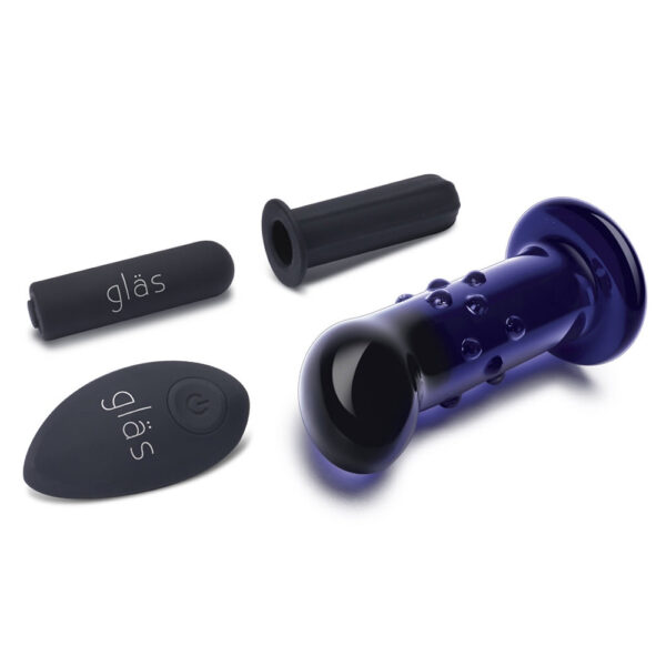Glas 4" Rechargeable Remote Controlled Vibrating Dotted G-Spot/P-Spot Plug - Image 3