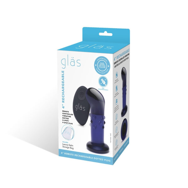 Glas 4" Rechargeable Remote Controlled Vibrating Dotted G-Spot/P-Spot Plug