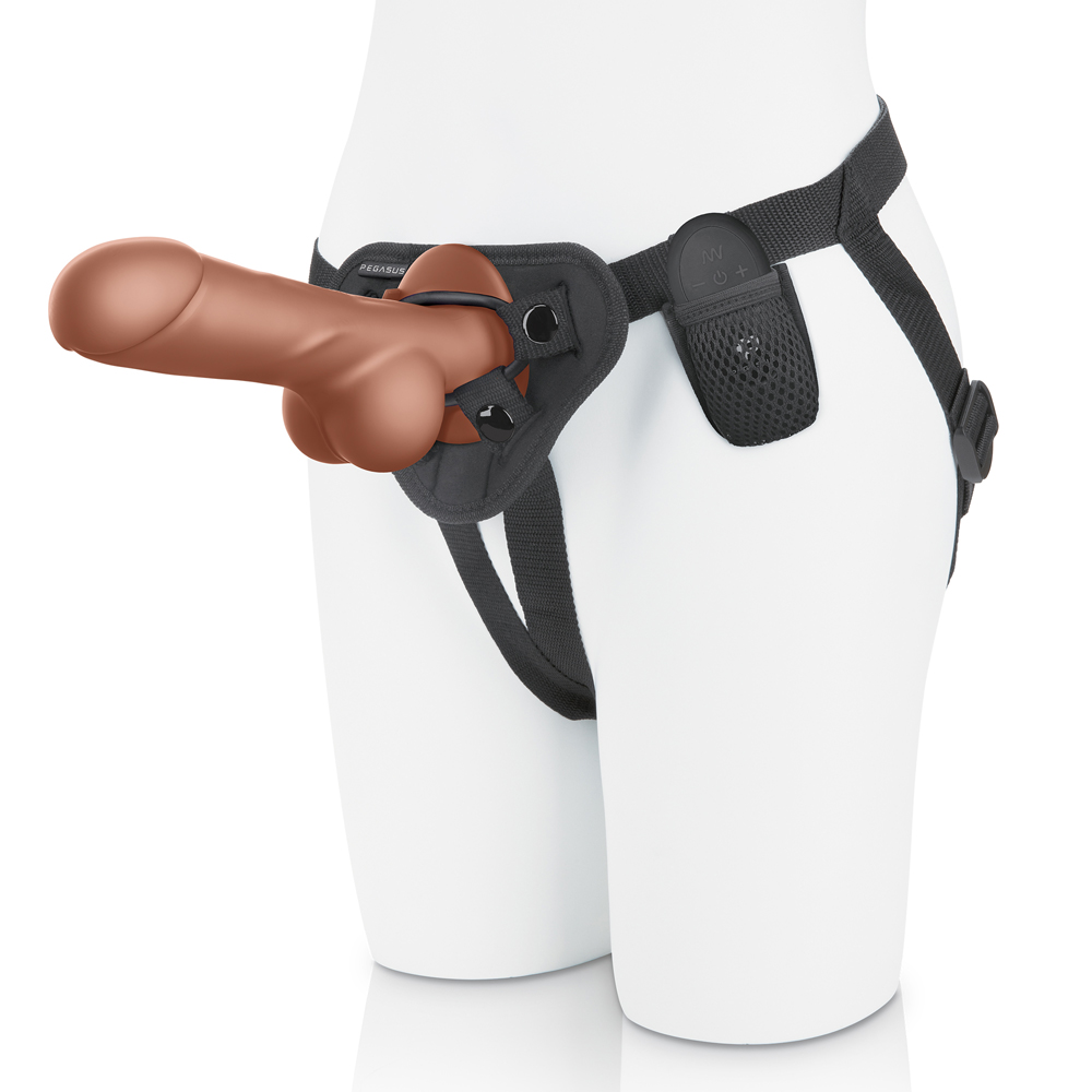 8" Remote Control Realistic Silicone Dildo With Balls And Harness Included 3 8" Remote Control Realistic Silicone Dildo With Balls And Harness Included - Image 3
