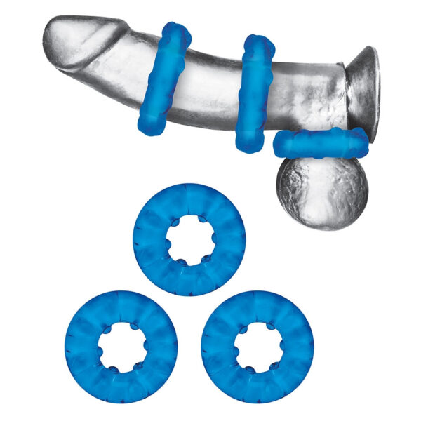 3-Pack Ribbed Rider Cock Ring Set - Image 2