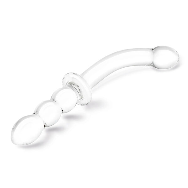 Glas 12" Girthy Ribbed G-Spot Glass Dildo With Handle Grip Double Ended - Image 2