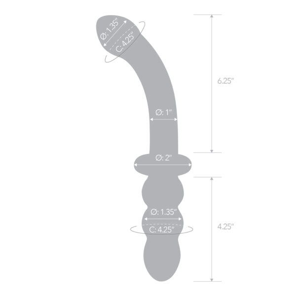 Glas 12" Girthy Ribbed G-Spot Glass Dildo With Handle Grip Double Ended - Image 3