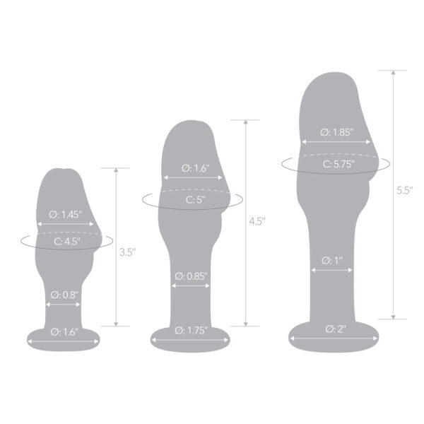 Glas 3pc Helmet Head 4", 5" & 6" Glass Anal Training Kit - Image 3