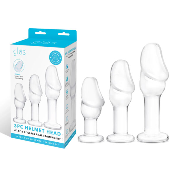Glas 3pc Helmet Head 4", 5" & 6" Glass Anal Training Kit