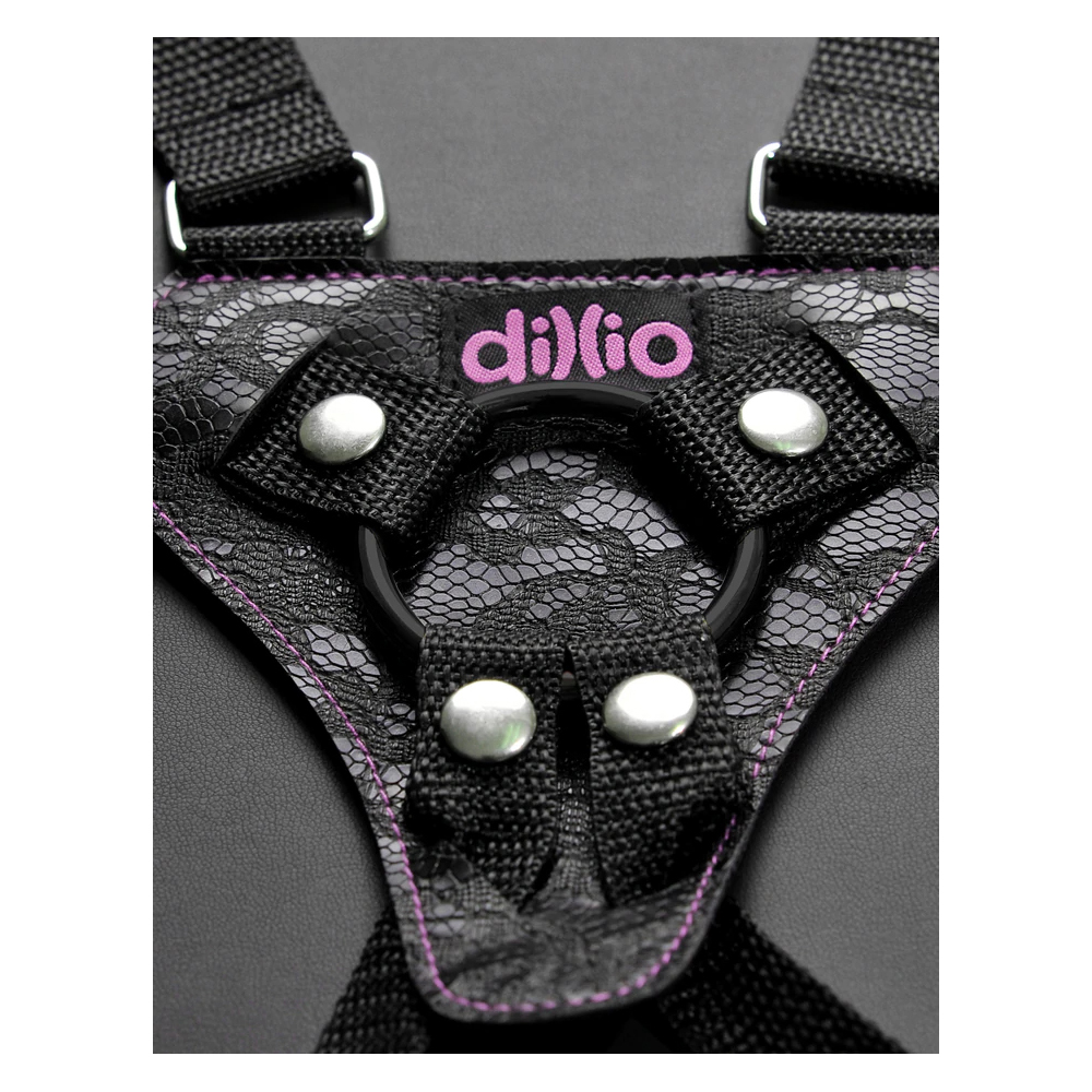 Dillio 6" Strap-On Suspender Harness Set Black/Pink 2 Dillio 6" Strap-On Suspender Harness Set Black/Pink - Image 2