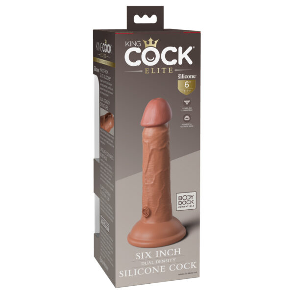 King Cock Elite 6" Dual Density Silicone Cock Tan - Image 3