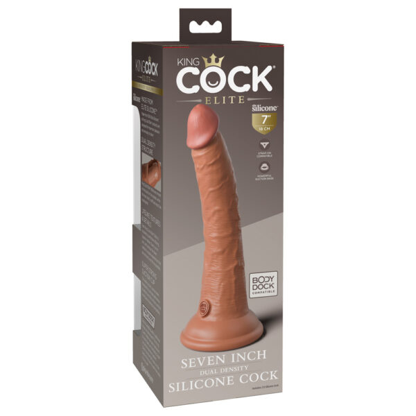 King Cock Elite 7" Dual Density Silicone Cock Tan - Image 3