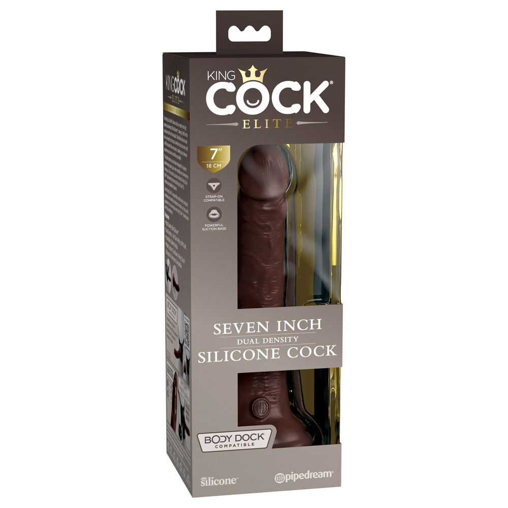 King Cock Elite 7" Dual Density Silicone Cock Brown 1 King Cock Elite 7" Dual Density Silicone Cock Brown