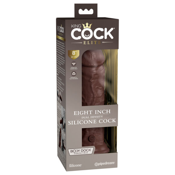 King Cock Elite 8" Dual Density Silicone Cock Brown