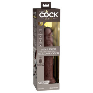 King Cock Elite 9" Dual Density Vibe Silicone Cock Brown