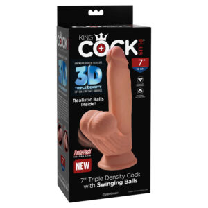 King Cock Plus 7" Triple Density Cock With Swinging Balls Tan