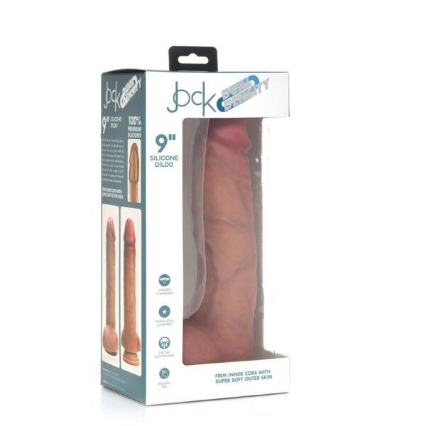 Jock 9" Dual Density Silicone Dildo With Balls Light