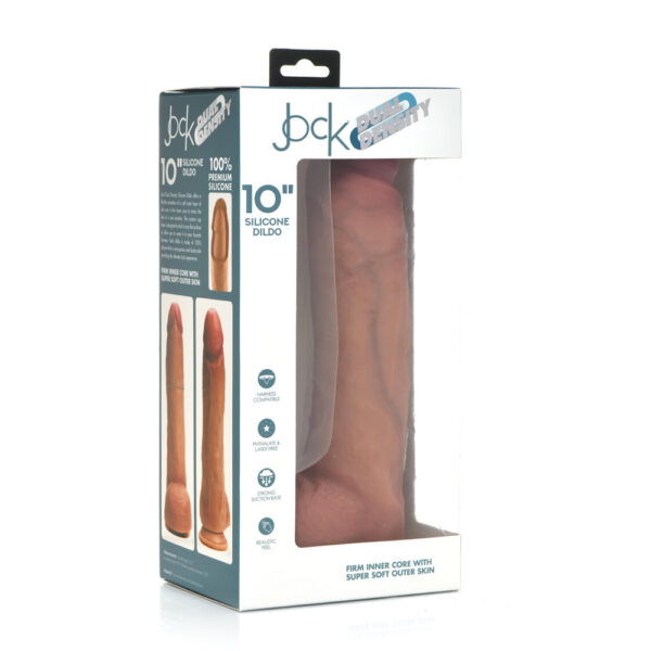 Jock 10" Dual Density Silicone Dildo With Balls Light