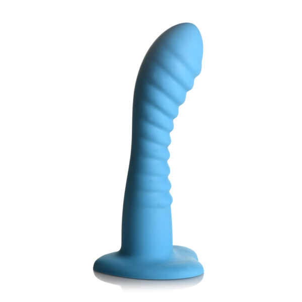 Simply Sweet Ribbed Silicone Dildo Blue - Image 2