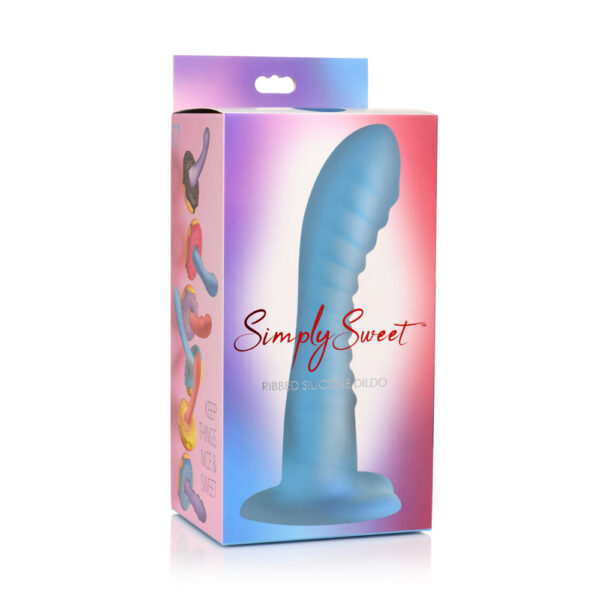 Simply Sweet Ribbed Silicone Dildo Blue