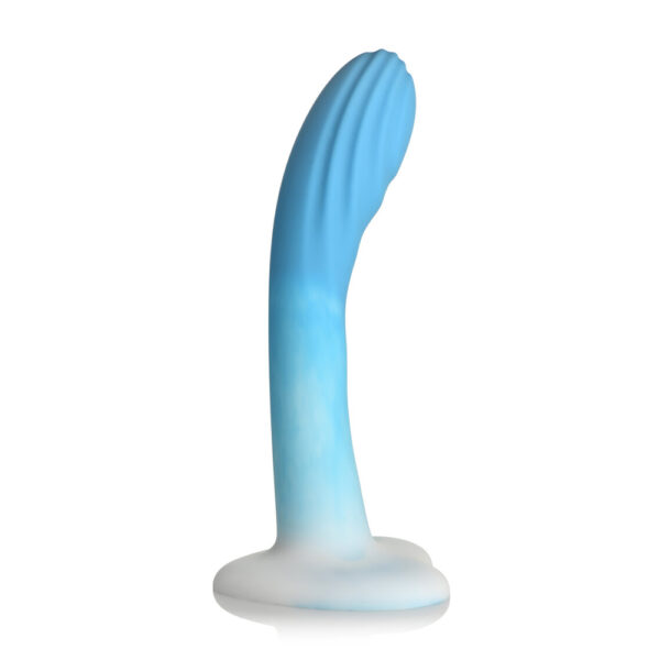 Simply Sweet Ribbed Silicone Dildo Blue/White - Image 2