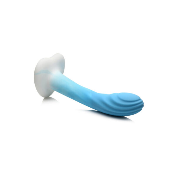 Simply Sweet Ribbed Silicone Dildo Blue/White - Image 3
