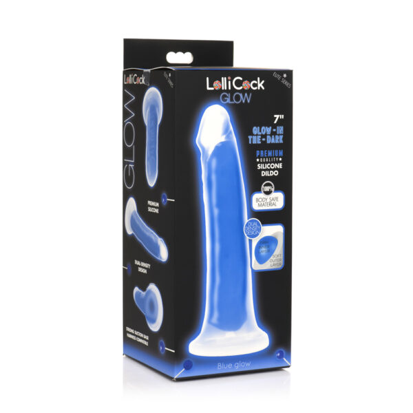 Lollicock 7'' Glow-In-The-Dark Silicone Dildo Blue