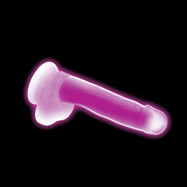 Lollicock 7'' Glow-In-The-Dark Silicone Dildo W/ Balls Purple - Image 3