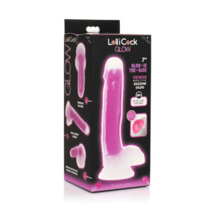 Lollicock 7'' Glow-In-The-Dark Silicone Dildo W/ Balls Purple