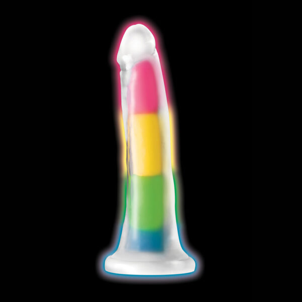 Lollicock 7" Glow-In-The-Dark Rainbow Silicone Dildo - Image 2