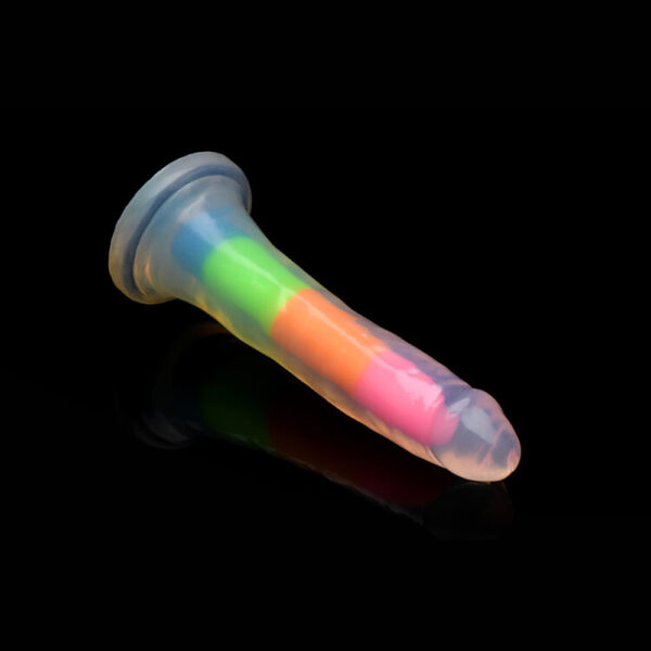 Lollicock 7" Glow-In-The-Dark Rainbow Silicone Dildo - Image 3