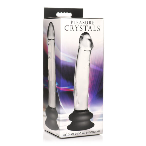 Pleasure Crystals 7.6" Glass Dildo With Silicone Base Clear
