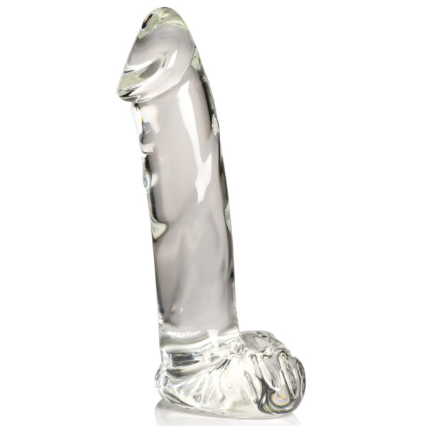 Pleasure Crystals 7.1" Glass Dildo With Balls - Image 2