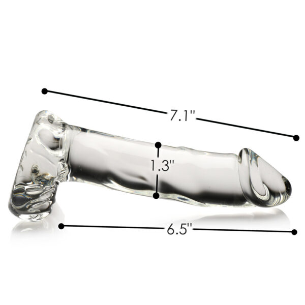 Pleasure Crystals 7.1" Glass Dildo With Balls - Image 3